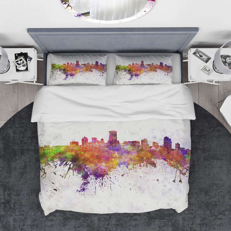 Ensemble de housse de couette designart milwaukee horizon, Housse simple + 1 taie décorative