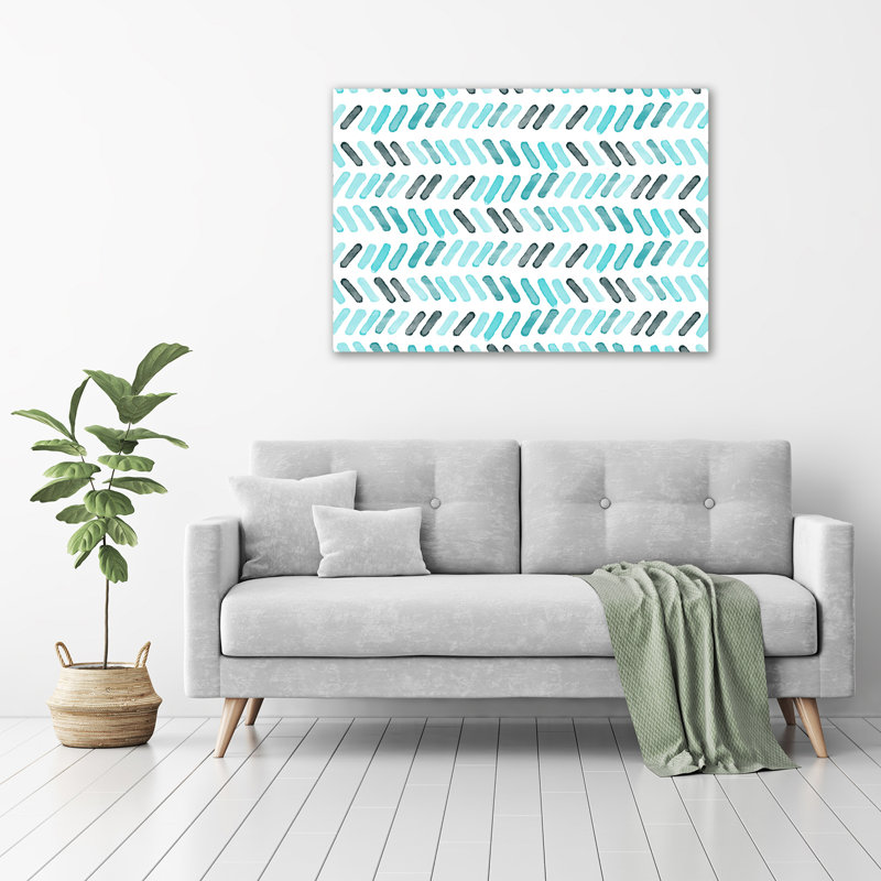 Blue Herringbone - Wrapped Canvas Print