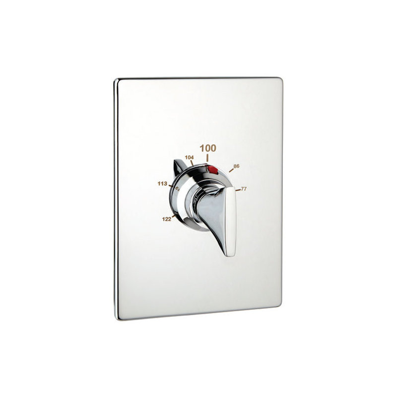 Thermostat rectangulaire complet avec valve, Chrome poli, 0,5 po