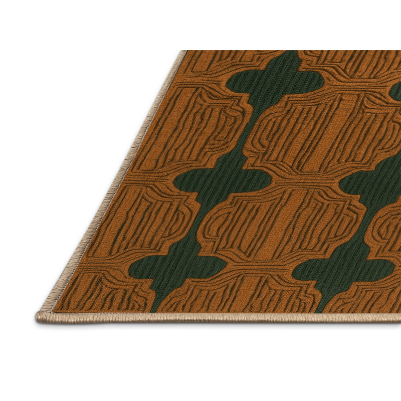 Tapis brun treillis lavable à la machine, Carré 3 pi
