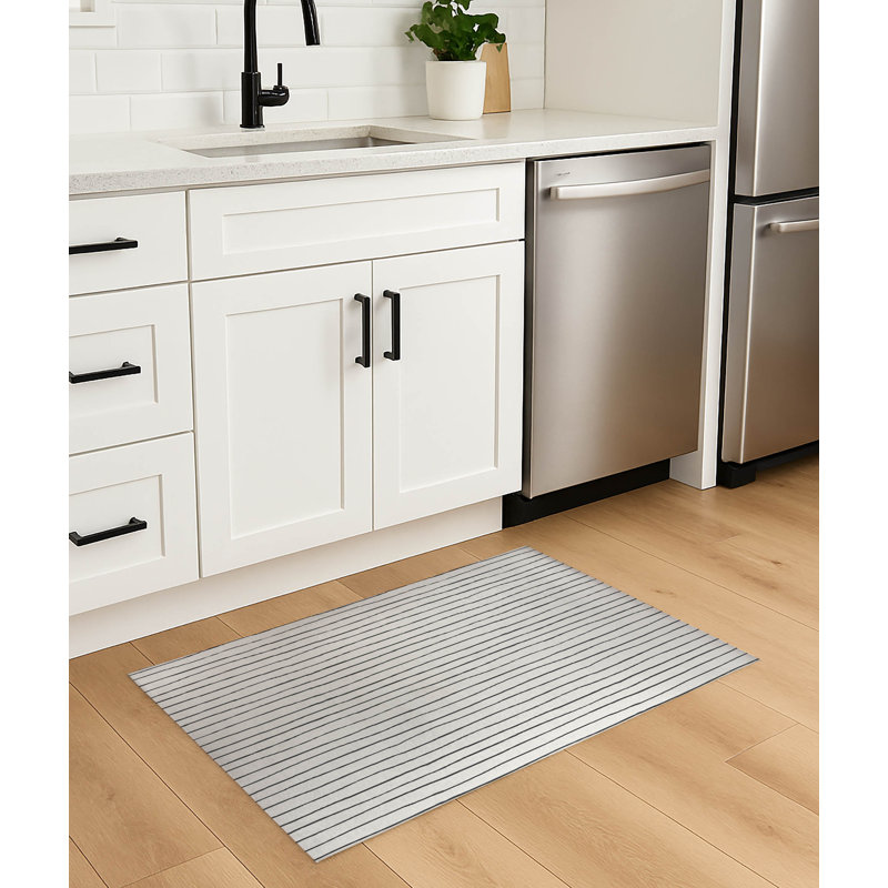 Tapis de cuisine antidérapant Smooth Lay, Rectangle 4pi x 6 pi, Ivoire/gris anthracite