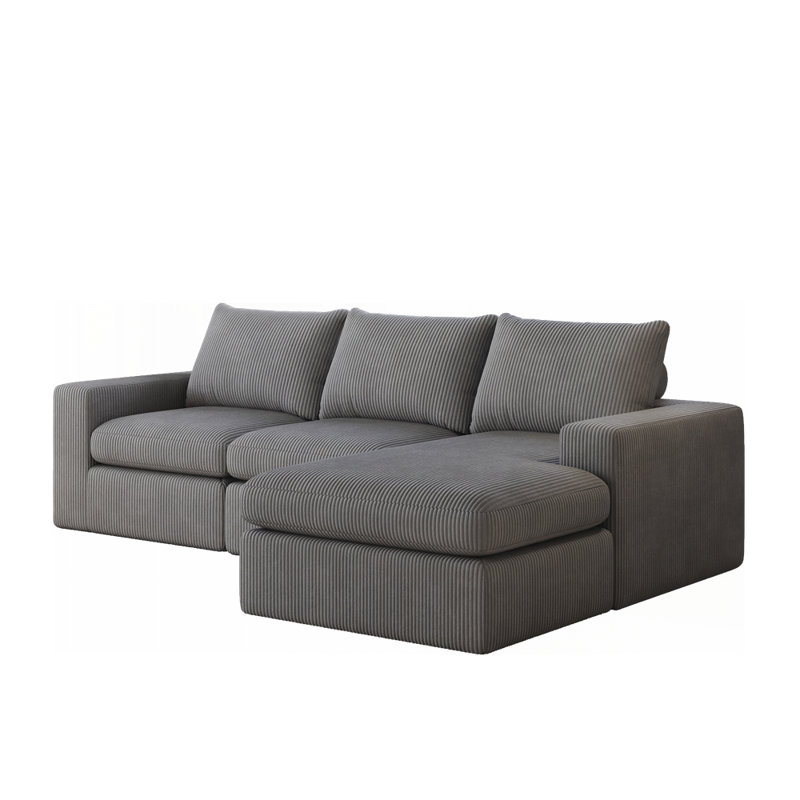 Canapé désossé de 99 pouces avec méridienne, Gris