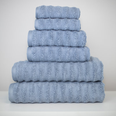 Spa 6-Piece Wavy Combed Cotton Towel Set