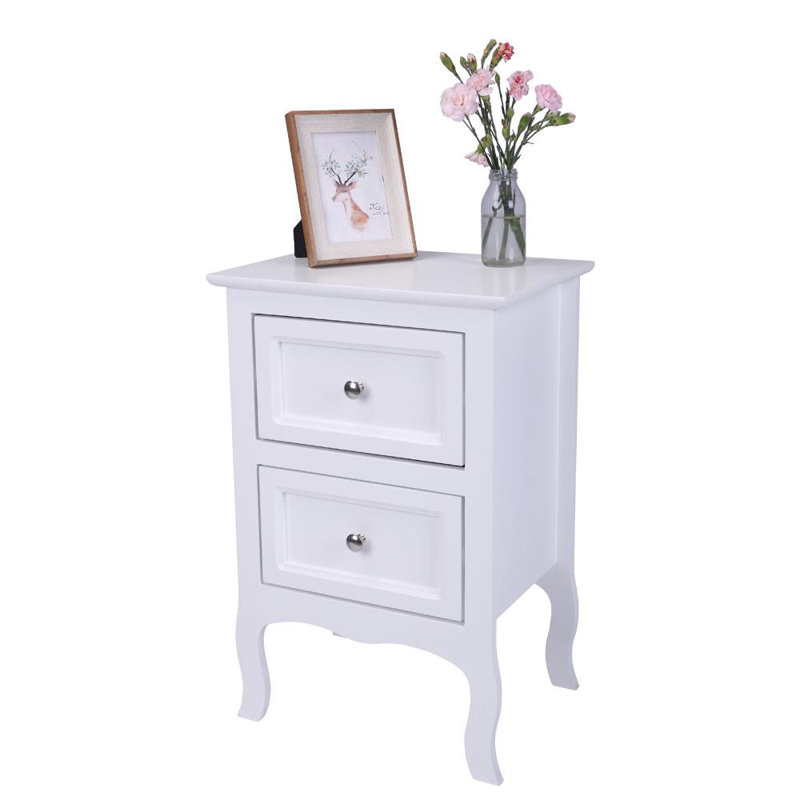 Table de chevet 2 tiroirs Lazare, Blanc