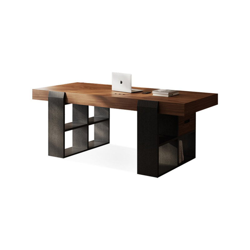 Bureau rectangulaire en bois manufacturé brun noisette, 29.53" H x 62.99" W x 29.53" D
