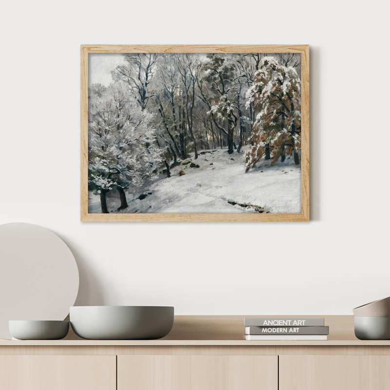 «Winter Snow Covered Birch Trees» sur, H 12 po x l 16 po, Naturel