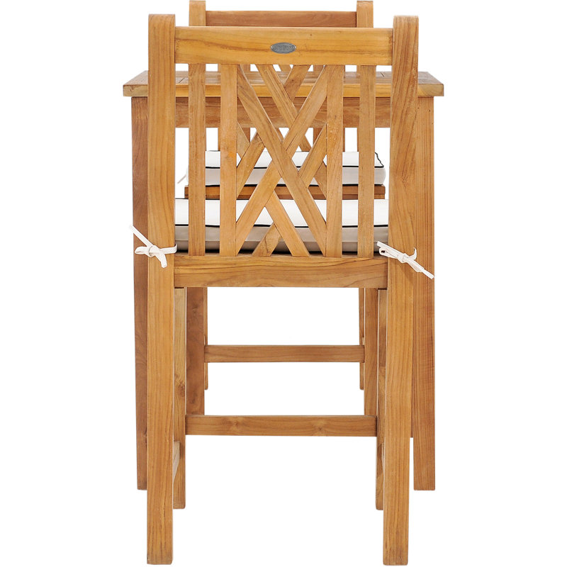Outdoor 3 - Piece Teak Bistro Set with Cushions, 27" L x 27" W x 35" H