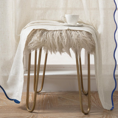 Semi Sheer Scalloped Edge Linen Coastal Beach Window Curtains for Living Room Bedroom 2 Panels Rod Pocket