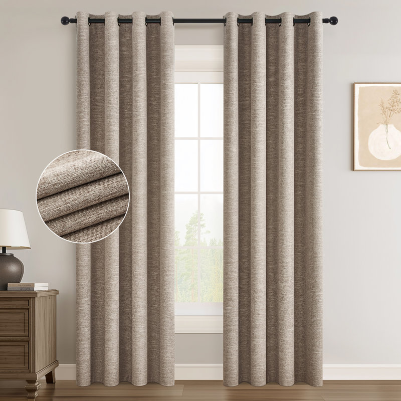 Rideaux occultant 100% occultant avec œillets Dennan, L 52 po x L 108 po, Lin foncé
