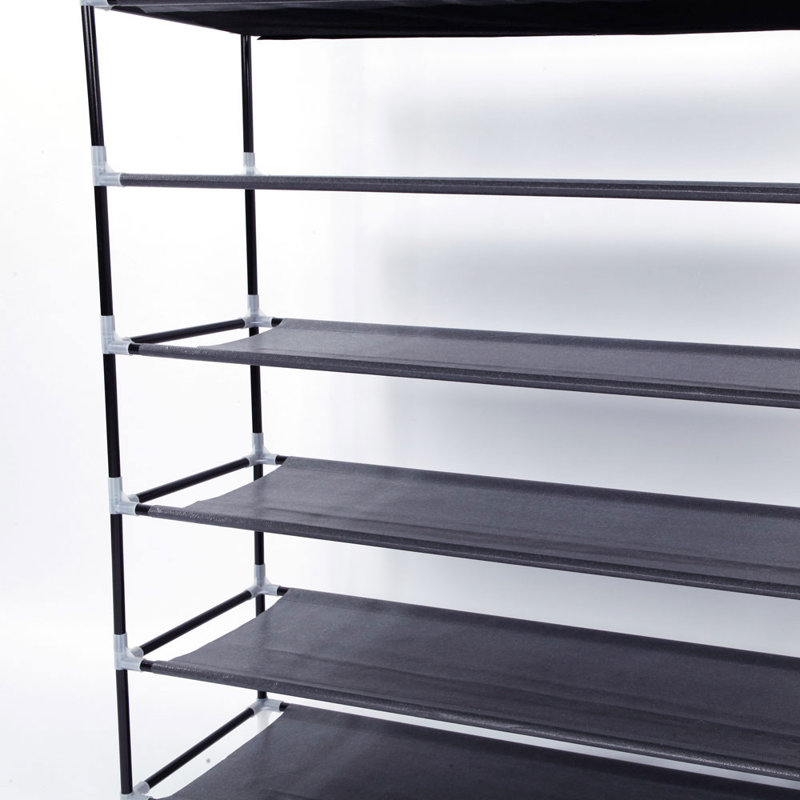 50 Pair Stackable Shoe Rack, Black, 142cm H x 99cm W x 28cm D