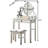 Wood Vanity Table And Stool Ensemble, Rose Gold - 3 Storage Drawers, Adjustable Oval Mirror, Broad Tabletop For Beauty Accessories, Padded Seat Makeup Stool, Supplies, Cushioned-869330152