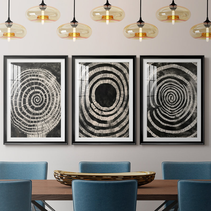 ABSTRACT Series CXCVI - Impression sur mesure avec cadre de qualité supérieure mat - 3 pièces, H 19 po x l 45 po