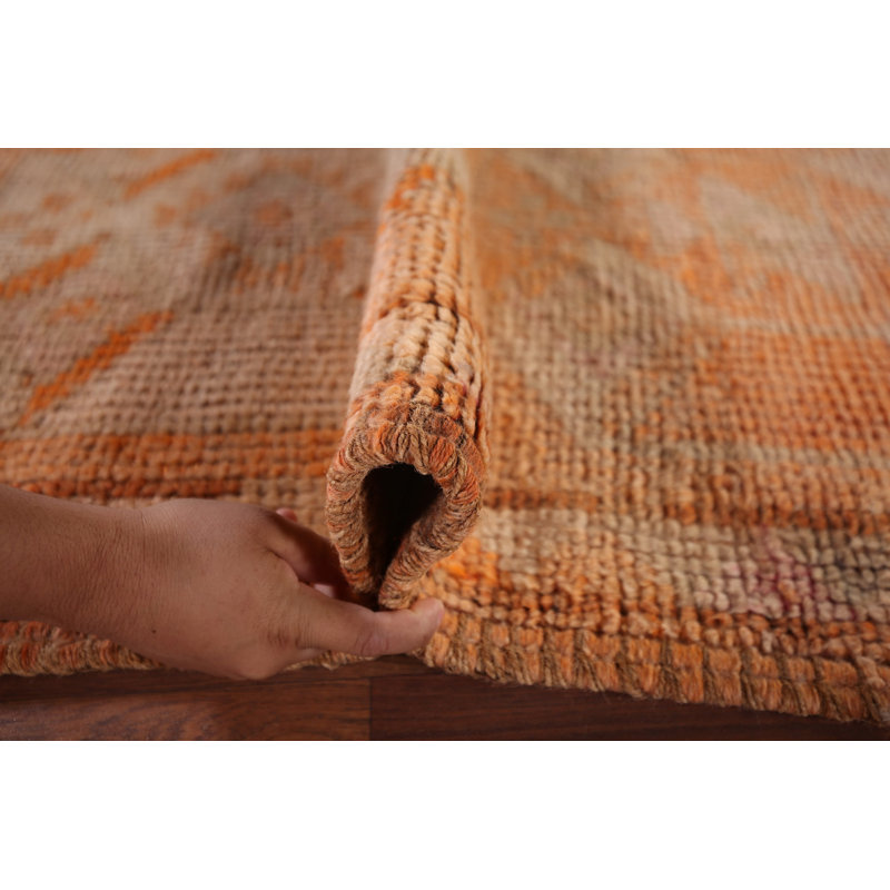 Tapis turc orange en laine Oushak 3 x 11