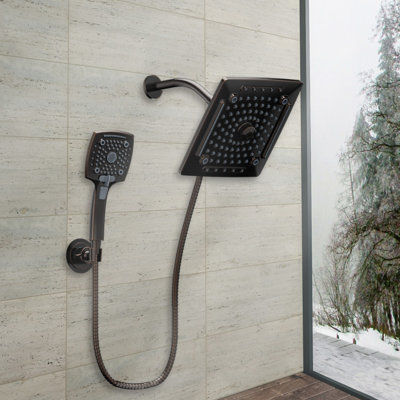 Système de pomme de douche Rainfall avec douchette combinée, pomme de douche 10 po avec 5 modes de jet, boyau d'arrosage de 59 po, chrome