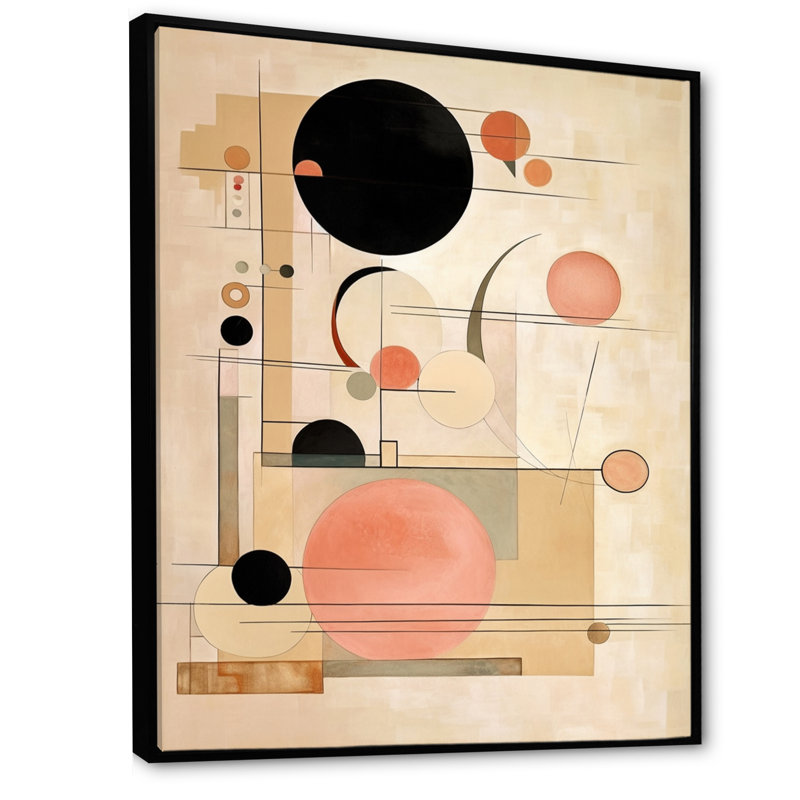 Beige géométrie en mouvement III sur toile, H 20 po x l 12 po x P 1 po, Cadre flottant noir