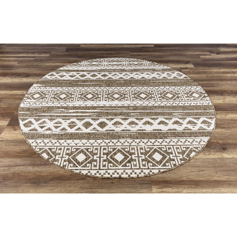 Tapis intérieur / extérieur brun Pedersen, Rond 6 pi 6 po