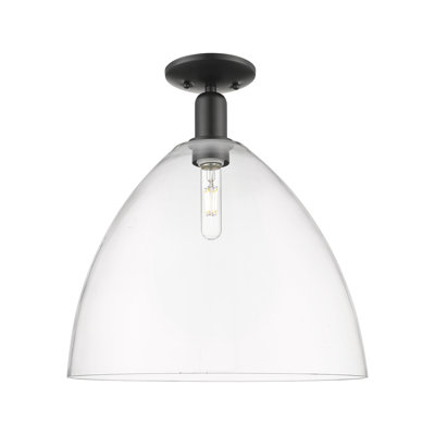 Arcadia - Bristol - 1 Light 12" Semi-Flush Mount - Matte Black Finish - Clear Shade