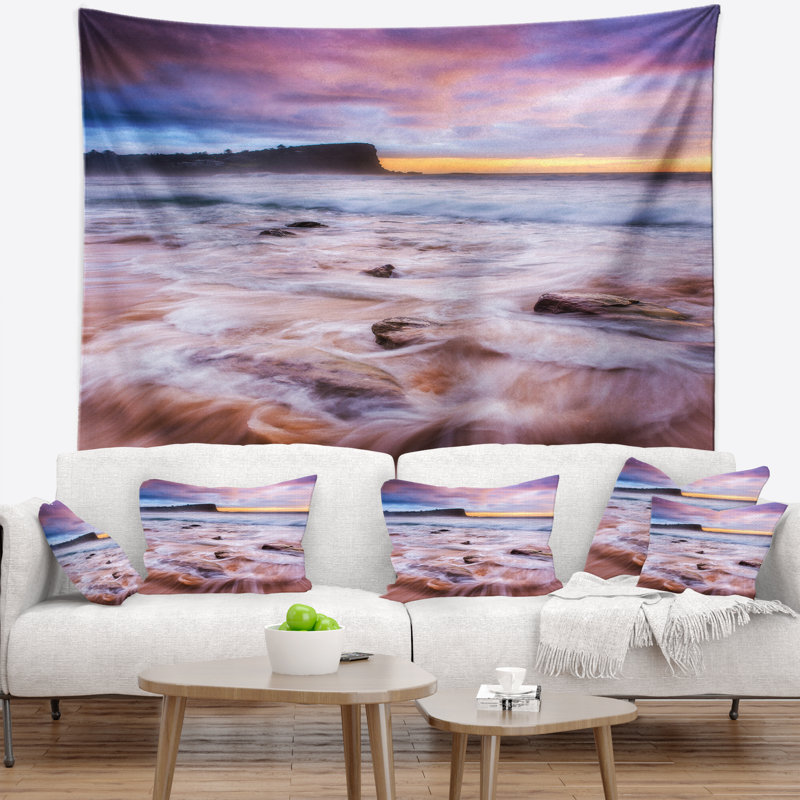 Tapisserie en mer de mer fascinante avec eaux blanches, H 50 po x l 60 po