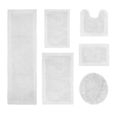 Ensemble de tapis de bain réversible touffeté à 100% coton 2370 g / m² Moriceau - ultra doux, très absorbant, lavable à la machine, certifié OEKO-TEX, idéal pour les zones de douche, de baignoire, de meuble-lavabo et d'évier