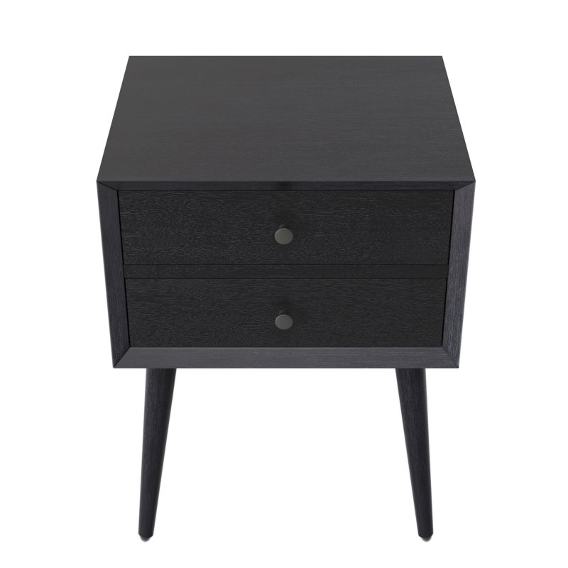 Table de chevet avec 2 tiroirs, noir