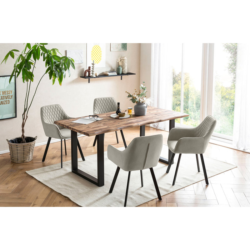 Mireya 46cm H Upholstered Metal Accent, Beige