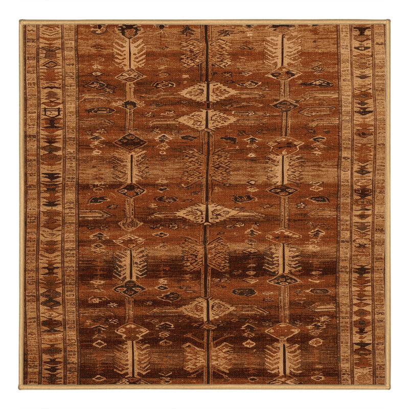 Tapis brun turc lavable à la machine, Carré 6 pi
