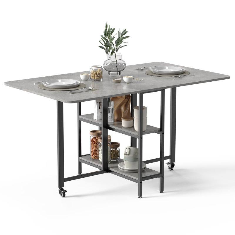 Rectangular Folding Table, 75cm H x 140cm W x 80cm D, Gray/Black