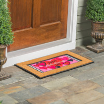 Valentine Door Mat Heart & Flowers 18X30 Inch Front Porch Rug