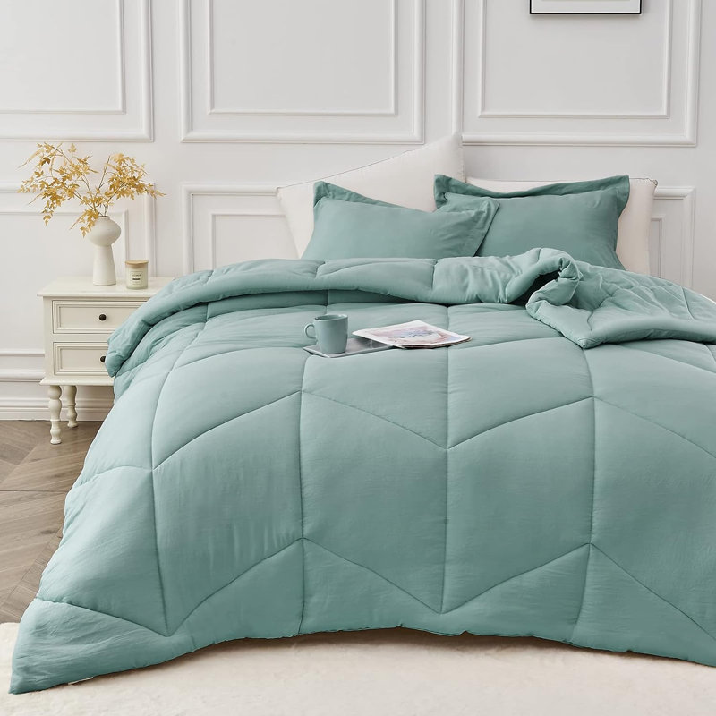 Édredon en duvet synthétique toutes saisons, Très grand, Bleu sarcelle grisâtre