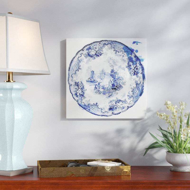 Assiette rétro-imprimé, H 12 po x l 12 po x P 1,5 po
