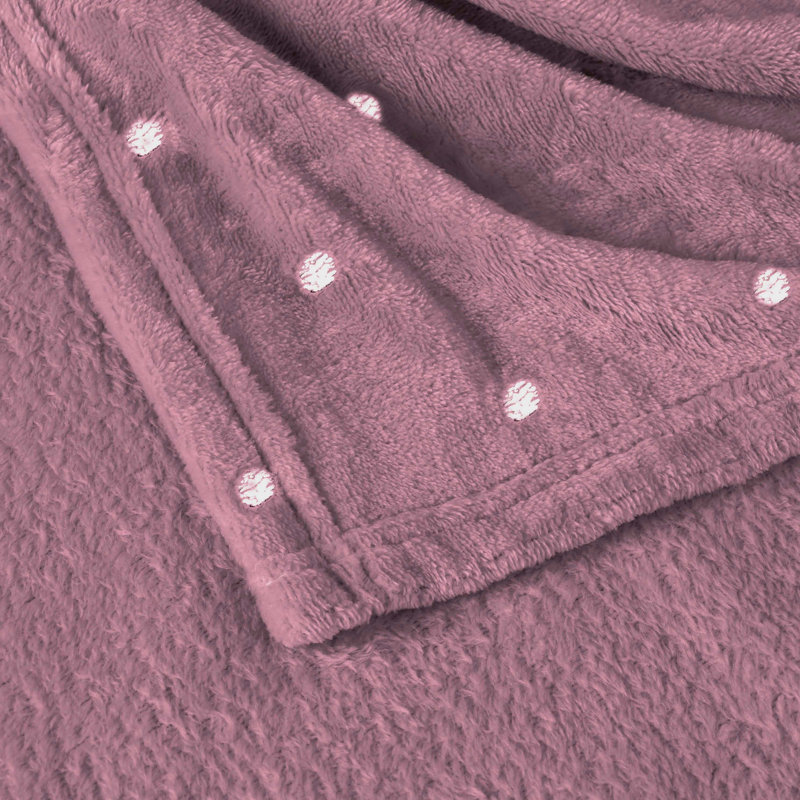 Mauve Polka Dot Reversible Fleece Throw Blanket