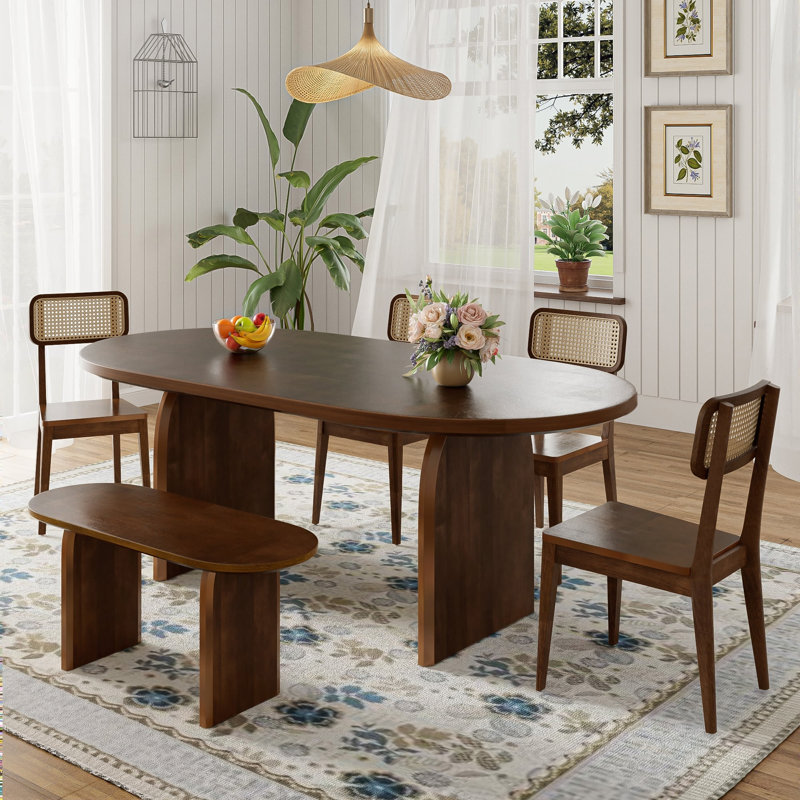 Ensemble de table de salle à manger 6 pièces avec banc Topmax