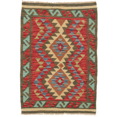 Rectangle 60 cm x 90 cm Geometric Hand Woven Kilim