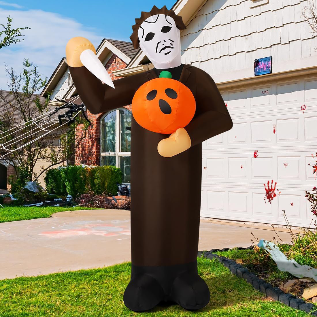 The Holiday Aisle® Scary Pumpkin Killer Halloween Inflatable | Wayfair