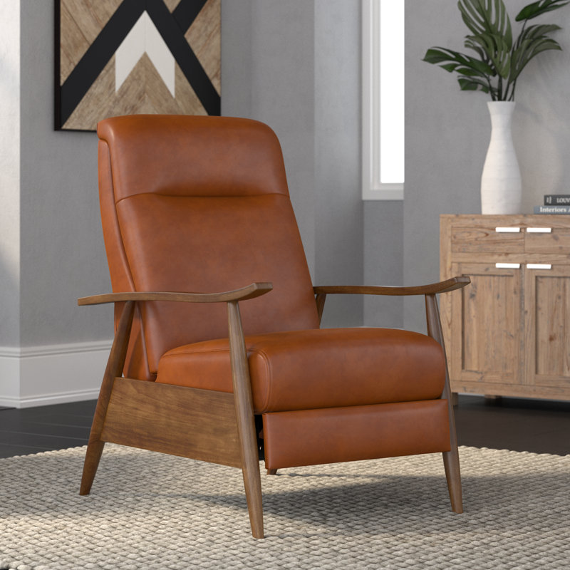 Fauteuil inclinable en cuir Imona, Similicuir galet caramel