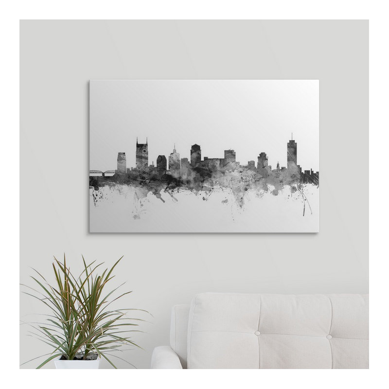 «Nashville Tennessee Skyline» par Francy, impression, H 24 po x l 36 po x P 1,5 po, Toile
