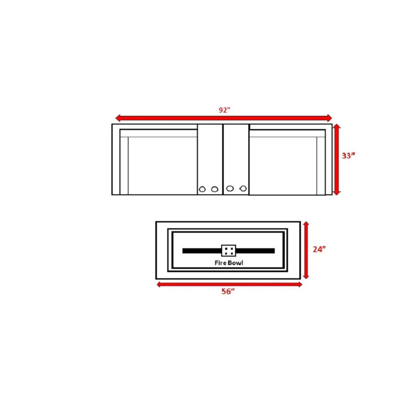 Ensemble de conversation extérieur pré-construit pour 2 avec coussins et table de feu en béton