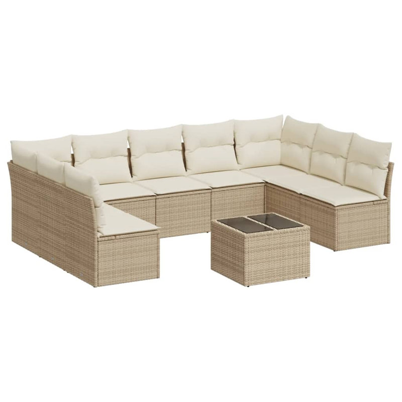 Grand canapé modulaire en rotin PE Vidaxl, Beige, Blanc