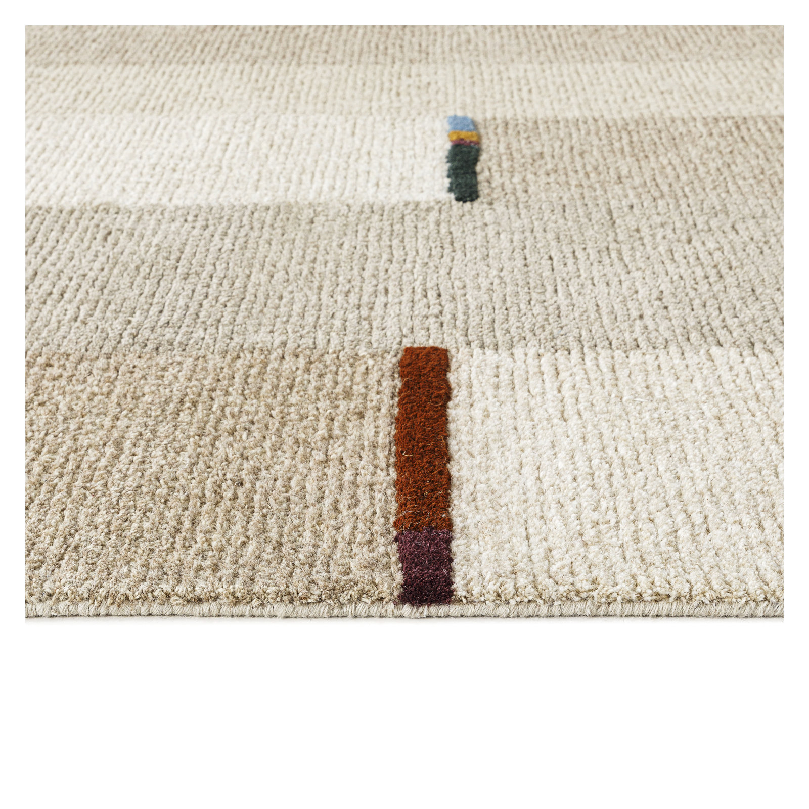 Rectangle Geometric Hand Tufted Wool Area Rug in Natural/Ivory, Rectange 5' x 8'