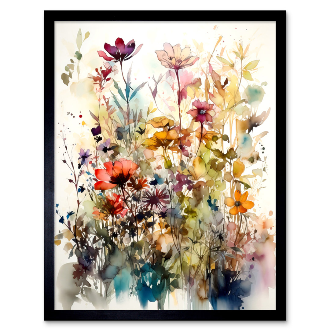 Adhvik Spring Wild Flowers Watercolour Floral Blooms - Single Picture Frame Print