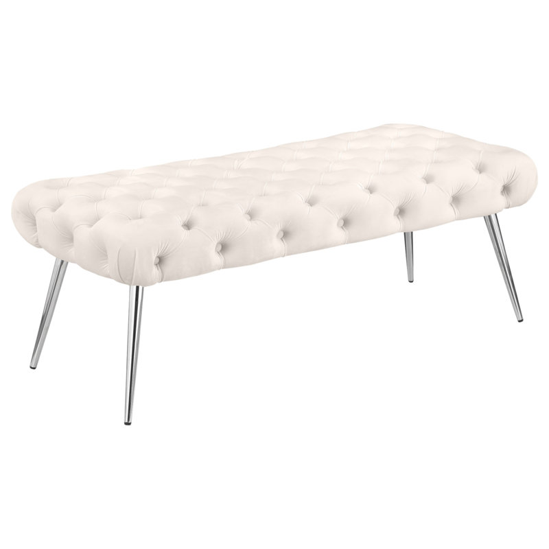 Banc rembourré Galiano, Argent, Ivoire ivoire