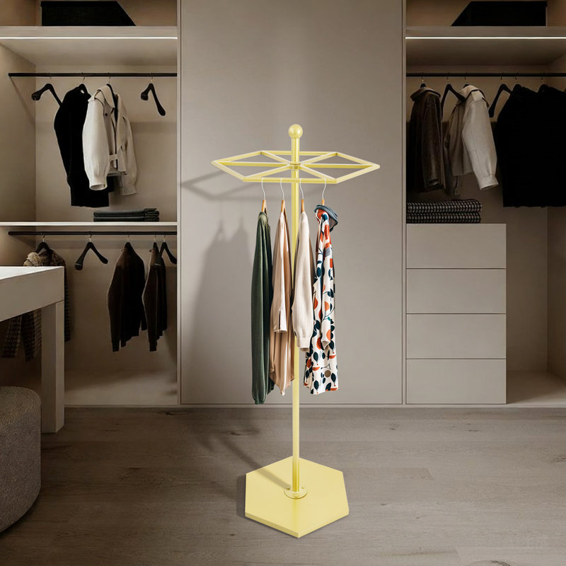 Présentoir à vêtements autoportant avec tringle pivotante, Doré