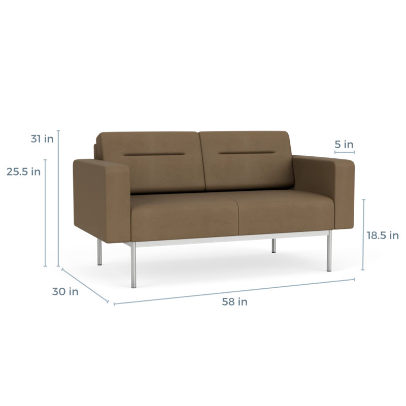 Causeuse de réception Darsey, Sans alimentation, Patriot Plus taupe, Argent argent