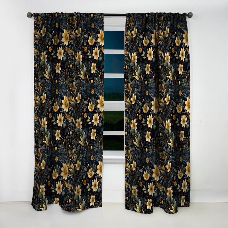 Motif céleste bleu Boho III - rideau boho - rideau occultant abstrait - 1 panneau, L 52 po x L 84 po