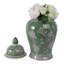Pot décoratif décoratif avec pot à fleurs et à oiseaux - Couvercle décoratif pour table basse - Pot ou vase polyvalent pour bureau - Vert et blanc-241573814