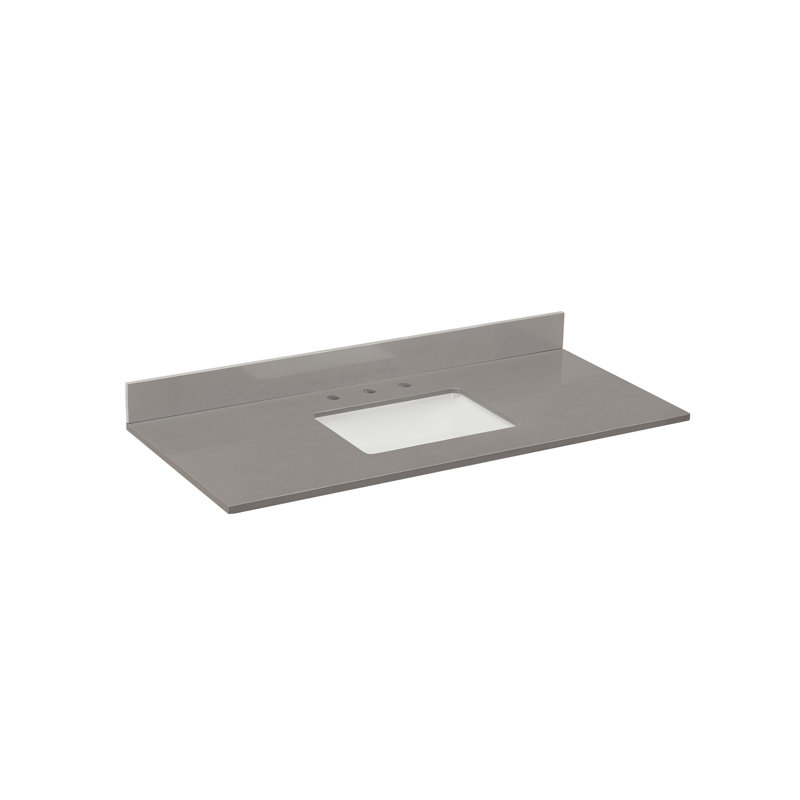Madrid 49'' Concrete Grey Composite Stone Vanity Top with White Sink