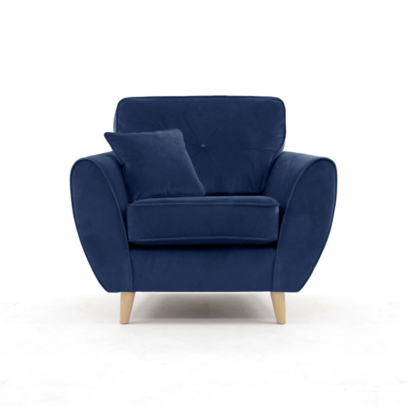 Rafe Scandi Style Velvet Armchair, Navy Velvet