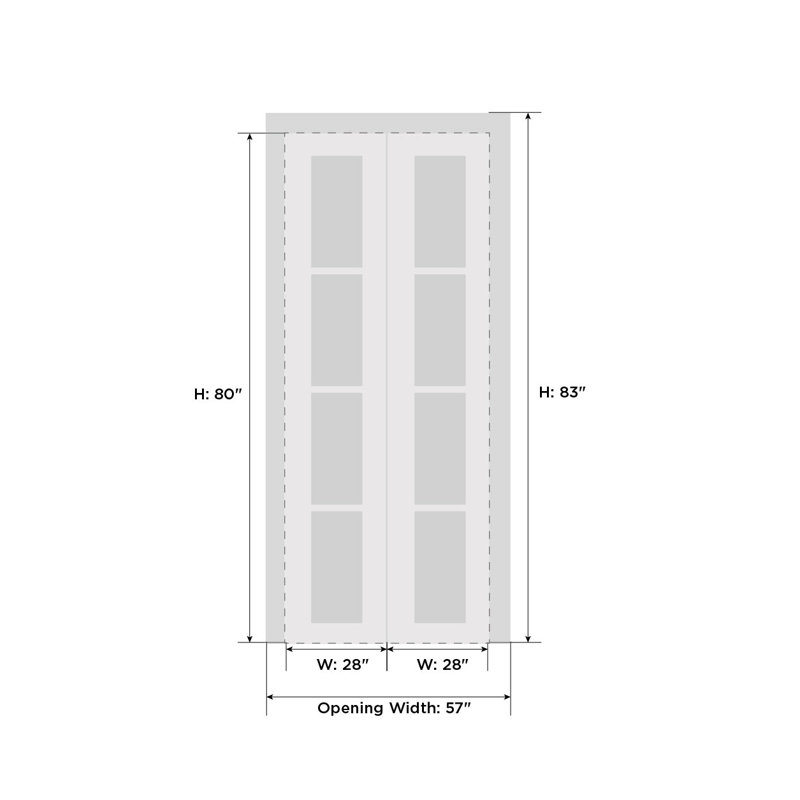 Sliding Closet Bi-Fold Doors ESSENTIAL 8002 - Sturdy Tracks Mouldings Trims Hardware Set - Wood Solid Bedroom Wardrobe Doors