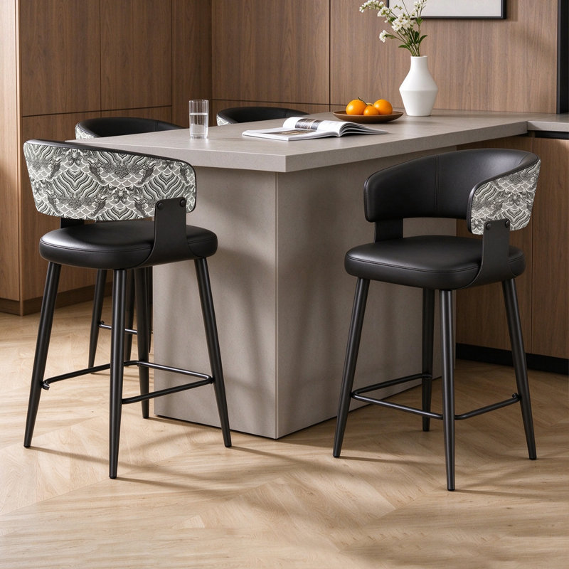 Ensemble de 2 chaises de salle à manger rembourrées en bois massif, Noir H 40,16 po x l 22,83 po x P 23,82 po, Noir