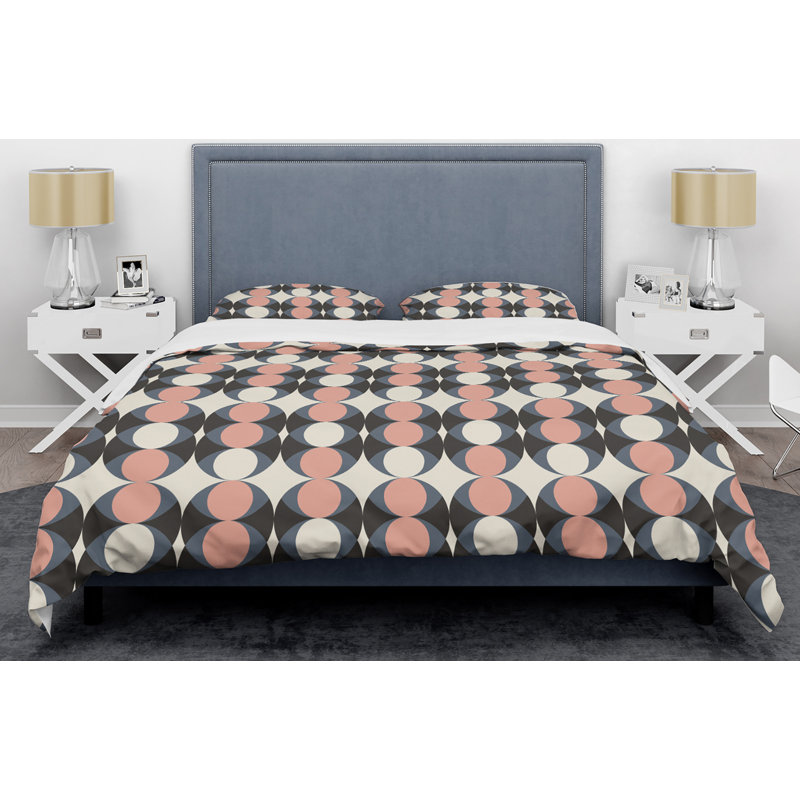 Ensemble de housse de couette rétro-century circulaire ii mid-century, Housse simple + 1 taie décorative